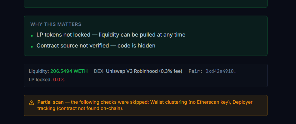 RPD scan showing 206.5 WETH second re-injection