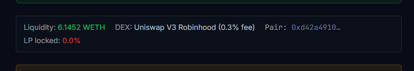 RPD scan showing 6.1452 WETH remaining in CASHCAT liquidity pool